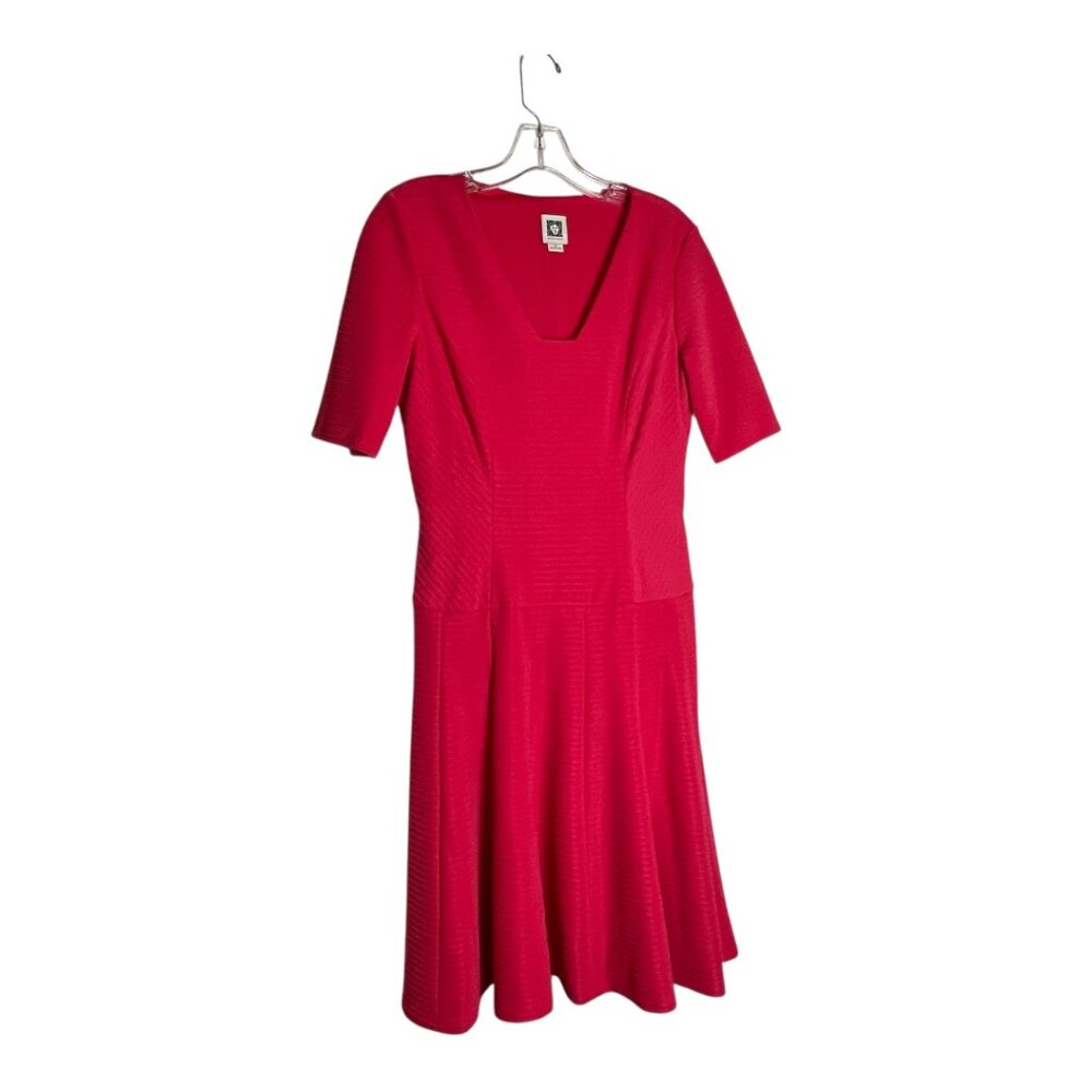 Anne Klein Red V neck knit short sleeve dress Size 4